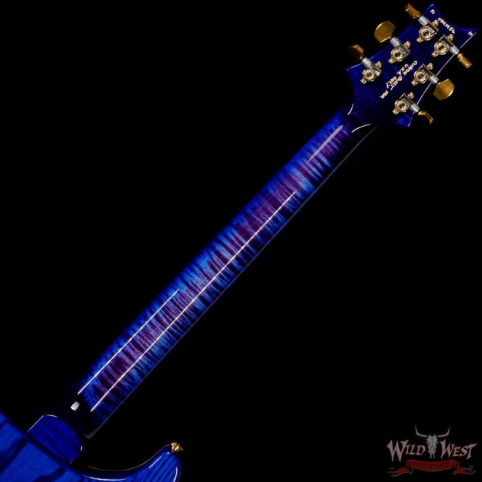Paul Reed Smith Wood Library 10 Top Custom 24 Piezo P24 Swamp Ash Flame Maple Neck Brazilian Rosewood Board Violet Blue Burst - Image 5