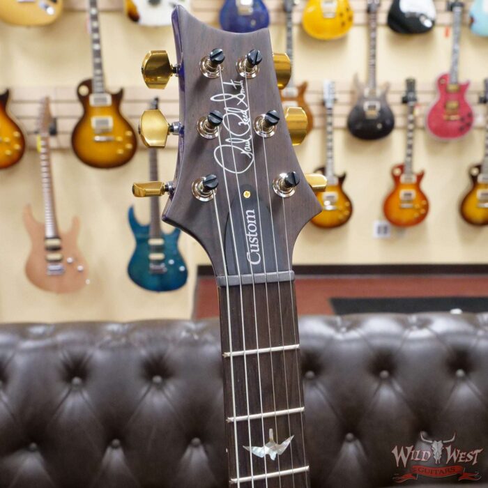 Paul Reed Smith Wood Library 10 Top Custom 24 Piezo P24 Swamp Ash Flame Maple Neck Brazilian Rosewood Board Violet Blue Burst - Image 7