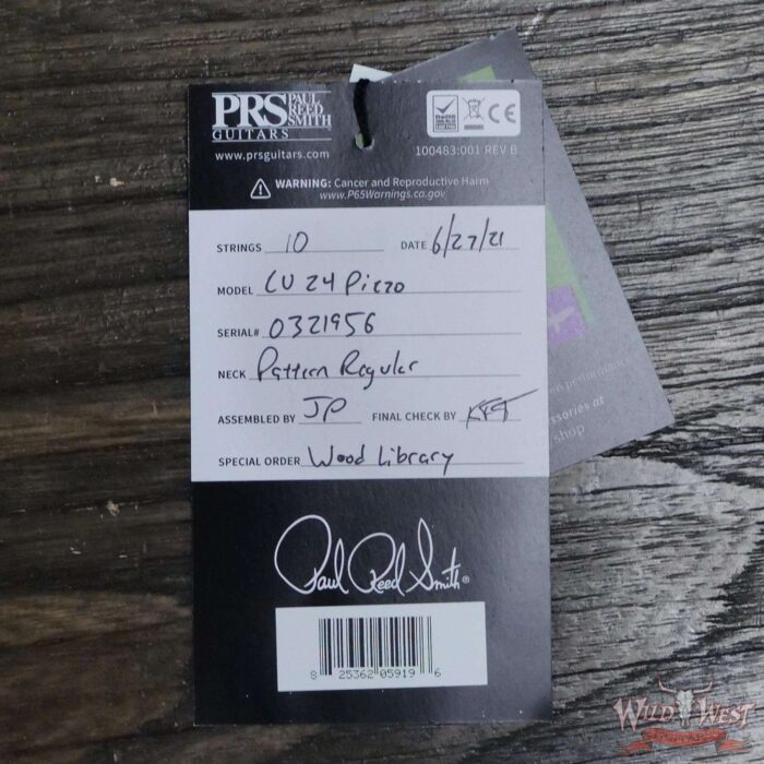 Paul Reed Smith Wood Library 10 Top Custom 24 Piezo P24 Swamp Ash Flame Maple Neck Brazilian Rosewood Board Violet Blue Burst - Image 12