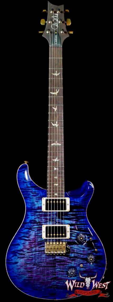 Paul Reed Smith Wood Library 10 Top Custom 24 Piezo P24 Swamp Ash Flame Maple Neck Brazilian Rosewood Board Violet Blue Burst