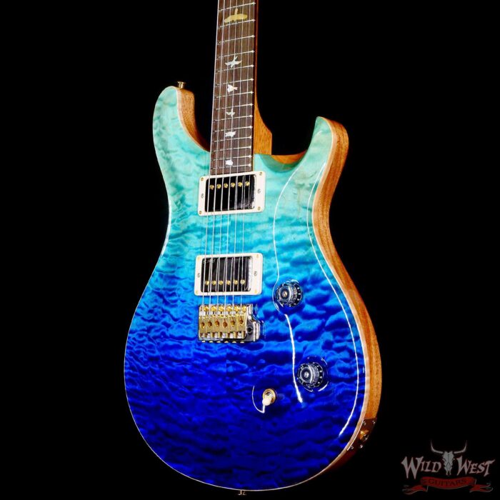 Paul Reed Smith PRS Wood Library 10 Top Quilt Custom 24 Brazilian Rosewood Fingerboard Blue Fade - Image 2