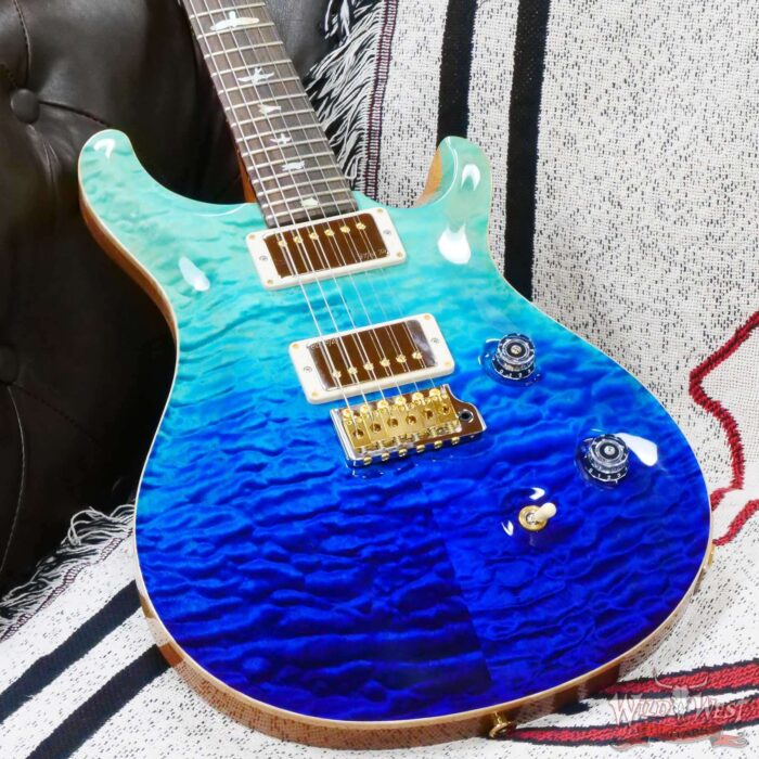 Paul Reed Smith PRS Wood Library 10 Top Quilt Custom 24 Brazilian Rosewood Fingerboard Blue Fade - Image 8