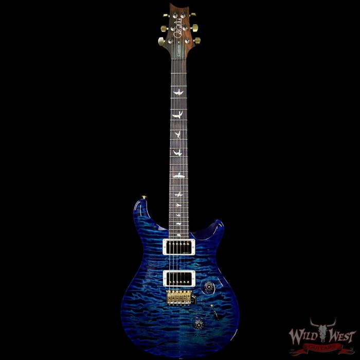 PRS Wood Library 10 Top Custom 24 Quilt Top Flame Maple Neck Brazilian Rosewood Board Faded Blue Wrapburst - Image 5
