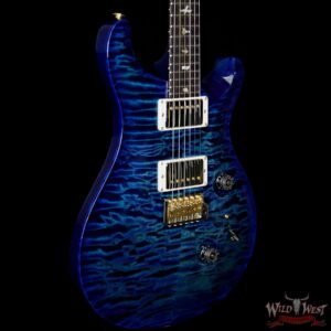PRS Wood Library 10 Top Custom 24 Quilt Top Flame Maple Neck Brazilian Rosewood Board Faded Blue Wrapburst - Image 4