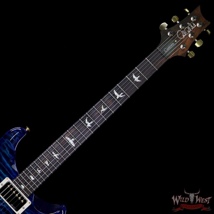 PRS Wood Library 10 Top Custom 24 Quilt Top Flame Maple Neck Brazilian Rosewood Board Faded Blue Wrapburst - Image 8