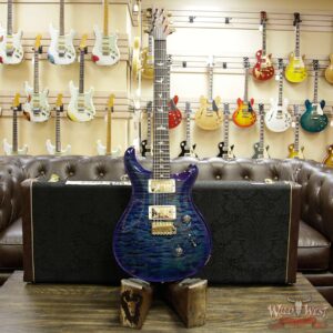 PRS Wood Library 10 Top Custom 24 Quilt Top Flame Maple Neck Brazilian Rosewood Board Faded Blue Wrapburst - Image 11