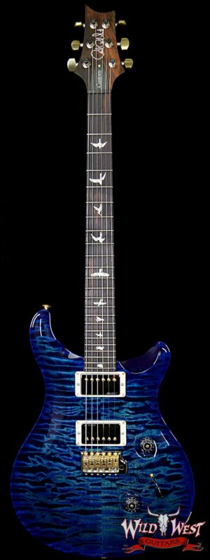 PRS Wood Library 10 Top Custom 24 Quilt Top Flame Maple Neck Brazilian Rosewood Board Faded Blue Wrapburst