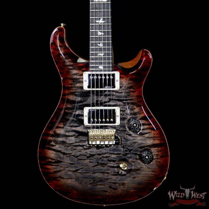 PRS Wood Library 10 Top Custom 24 Fatback Quilt Top Birdseye Neck Ebony Board Charcoal Cherry Burst - Image 3