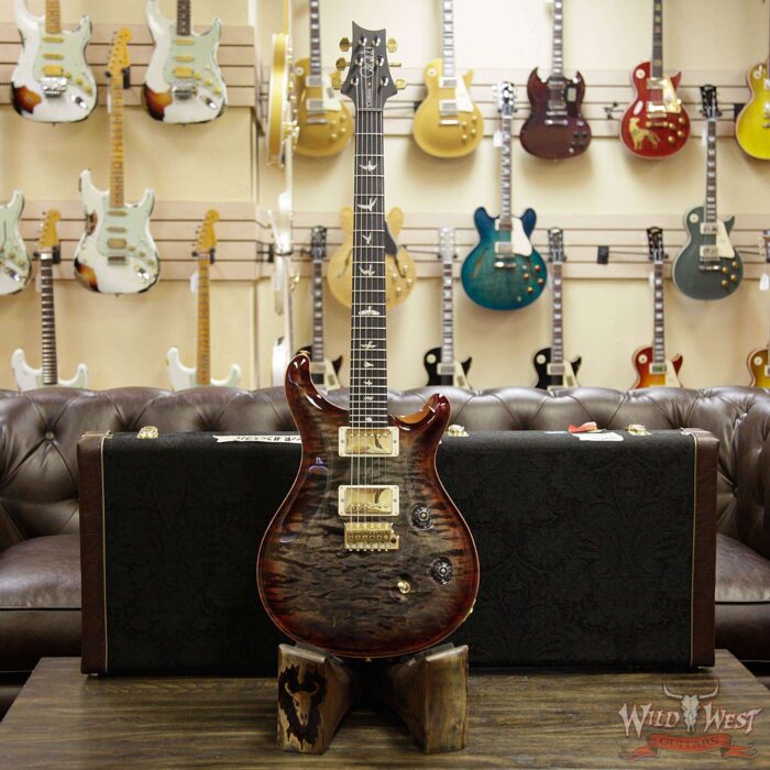 PRS Wood Library 10 Top Custom 24 Fatback Quilt Top Birdseye Neck Ebony Board Charcoal Cherry Burst - Image 13