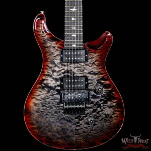 PRS Wood Library 10 Top Custom 24 Floyd Rose Quilt Top Flame Neck Ebony Board Charcoal Cherry Burst - Image 3