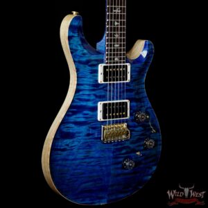 PRS Wood Library 10 Top Custom 24 Piezo Quilt Maple Top Flame Neck Brazilian Rosewood Fretboard Aquamarine - Image 4
