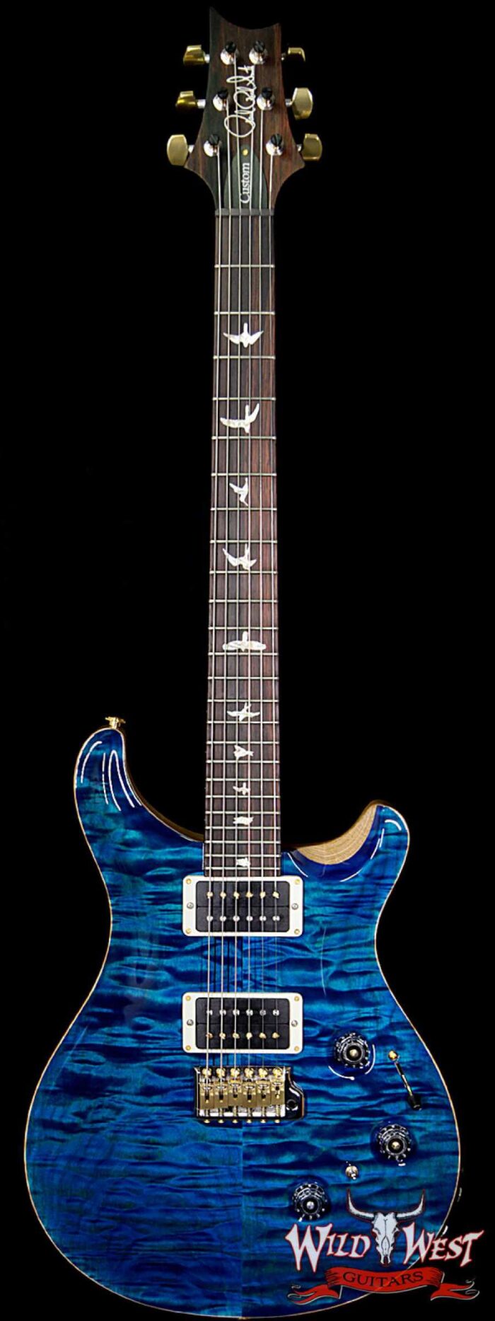 PRS Wood Library 10 Top Custom 24 Piezo Quilt Maple Top Flame Neck Brazilian Rosewood Fretboard Aquamarine - Image 1