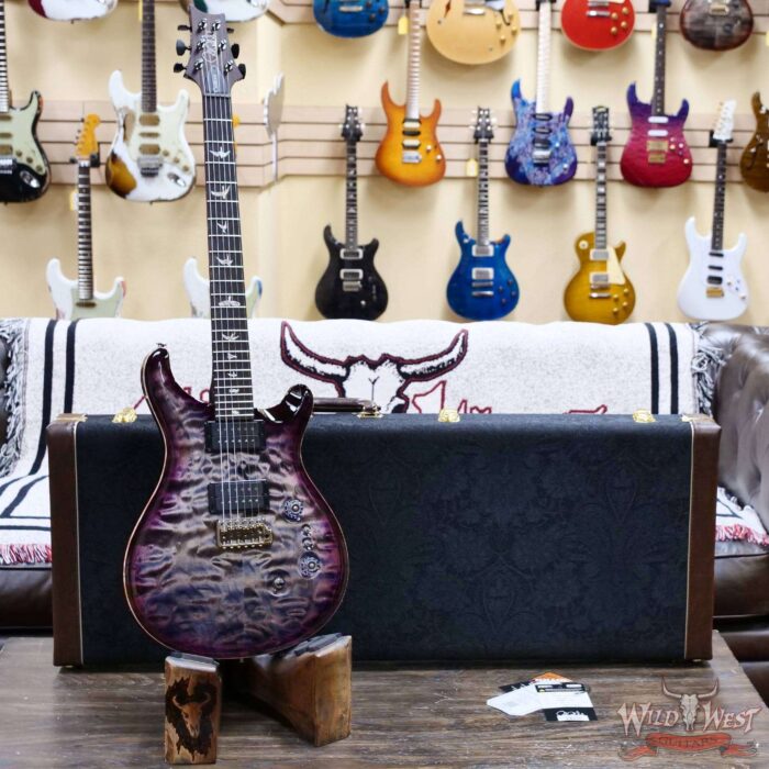 Paul Reed Smith PRS Wood Library 10 Top Custom 24-08 Quilted Maple Top Charcoal Purple Burst 7.55 lbs - Image 5