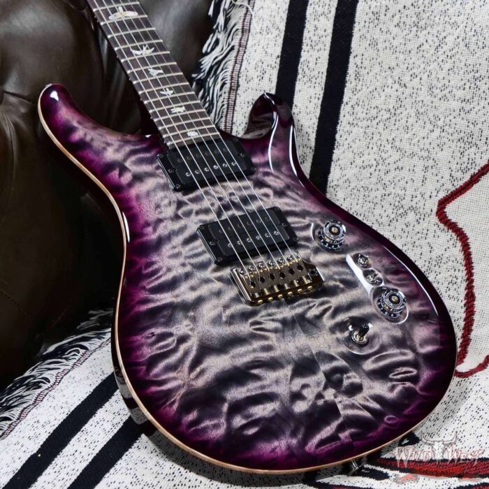 Paul Reed Smith PRS Wood Library 10 Top Custom 24-08 Quilted Maple Top Charcoal Purple Burst 7.55 lbs - Image 7