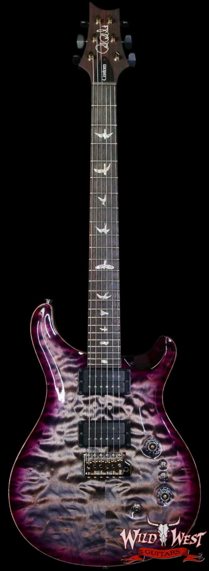 Paul Reed Smith PRS Wood Library 10 Top Custom 24-08 Quilted Maple Top Charcoal Purple Burst 7.55 lbs - Image 1