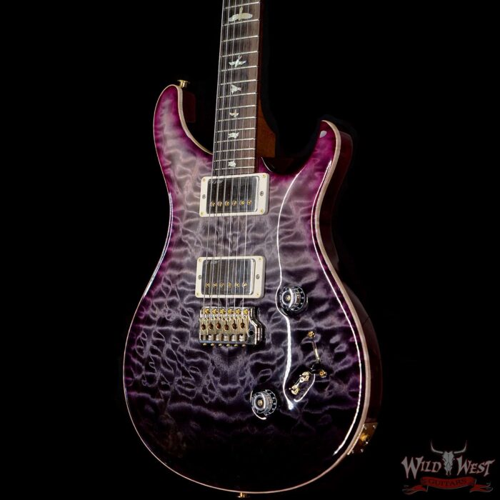 Paul Reed Smith Wood Library 10 Top Quilt Top Custom 24-08 Roasted Flame Maple Neck Brazilian Rosewood Board Charcoal Fade Purple Burst - Image 2