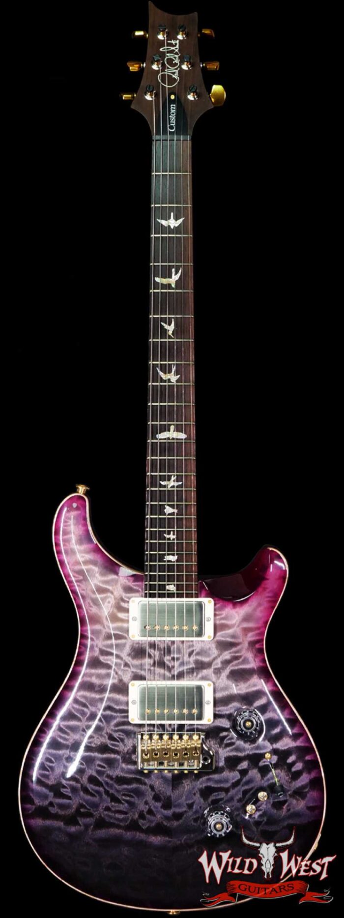 Paul Reed Smith Wood Library 10 Top Quilt Top Custom 24-08 Roasted Flame Maple Neck Brazilian Rosewood Board Charcoal Fade Purple Burst - Image 1