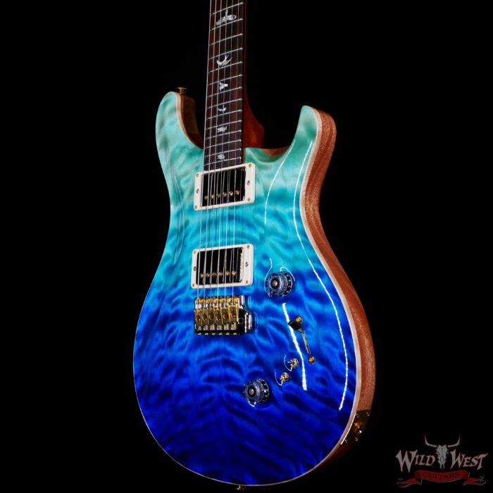 Paul Reed Smith PRS Wood Library 10 Top Quilt Maple Custom 24-08 Brazilian Rosewood Board Blue Fade - Image 2