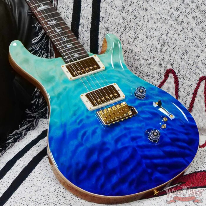 Paul Reed Smith PRS Wood Library 10 Top Quilt Maple Custom 24-08 Brazilian Rosewood Board Blue Fade - Image 8