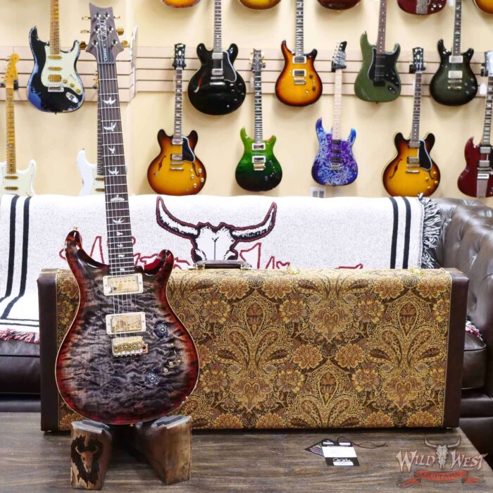 Paul Reed Smith PRS Wood Library 10 Top Custom 24-08 1-Piece Quilt Top Brazilian Rosewood Fingerboard Charcoal Cherry Burst - Image 5