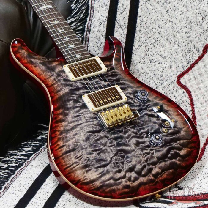 Paul Reed Smith PRS Wood Library 10 Top Custom 24-08 1-Piece Quilt Top Brazilian Rosewood Fingerboard Charcoal Cherry Burst - Image 7