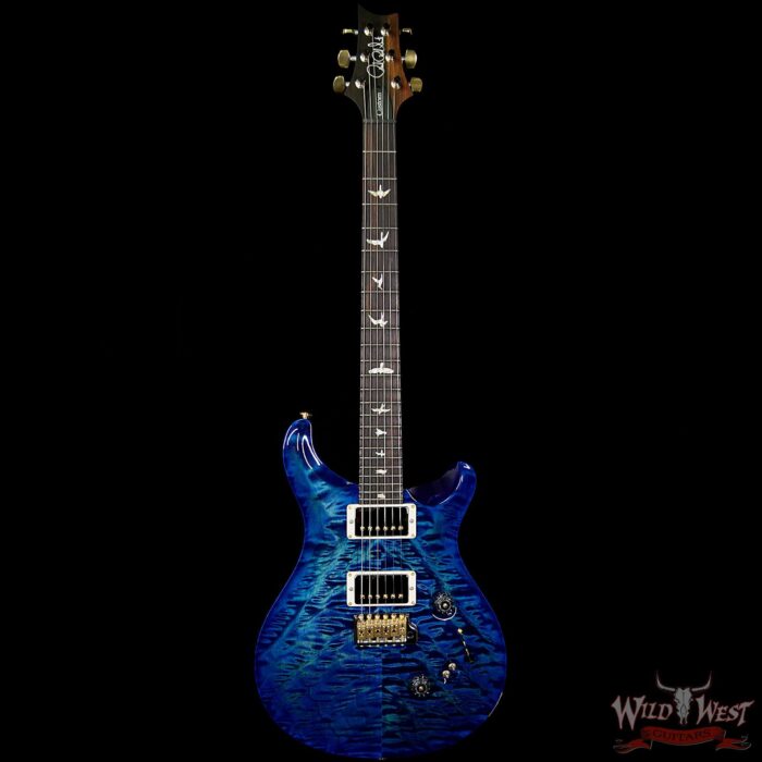 PRS Wood Library 10 Top Custom 24/08 Quilt Top Flame Maple Neck Brazilian Rosewood Board Blue Wrapburst - Image 5