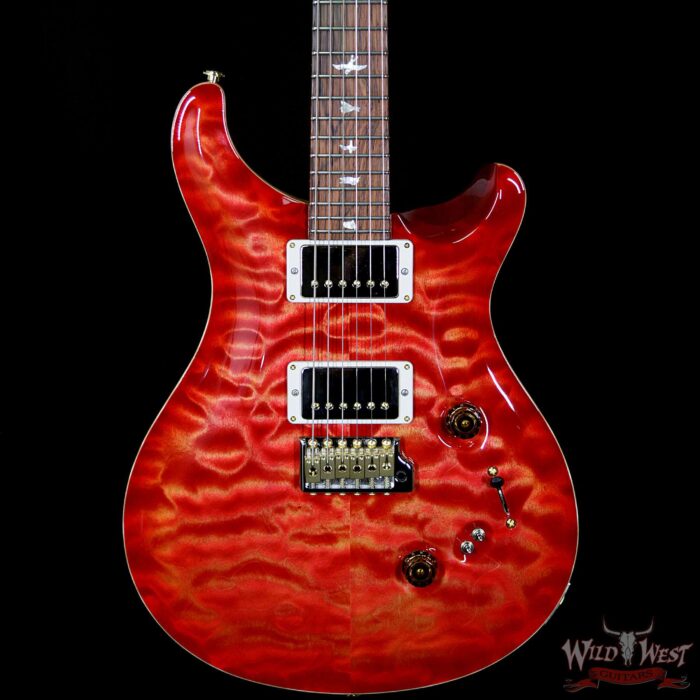 PRS Wood Library Quilt 10 Top Custom 24-08 Flame Mahogany Neck Brazilian Rosewood Fretboard Blood Orange - Image 3