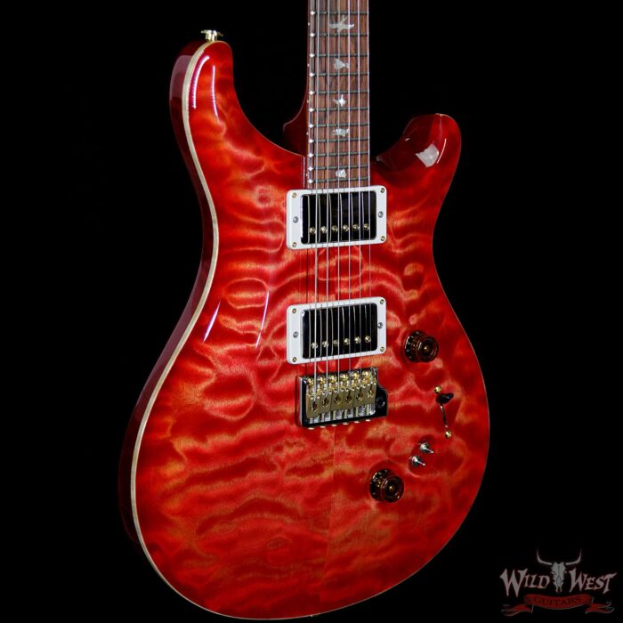 PRS Wood Library Quilt 10 Top Custom 24-08 Flame Mahogany Neck Brazilian Rosewood Fretboard Blood Orange - Image 4