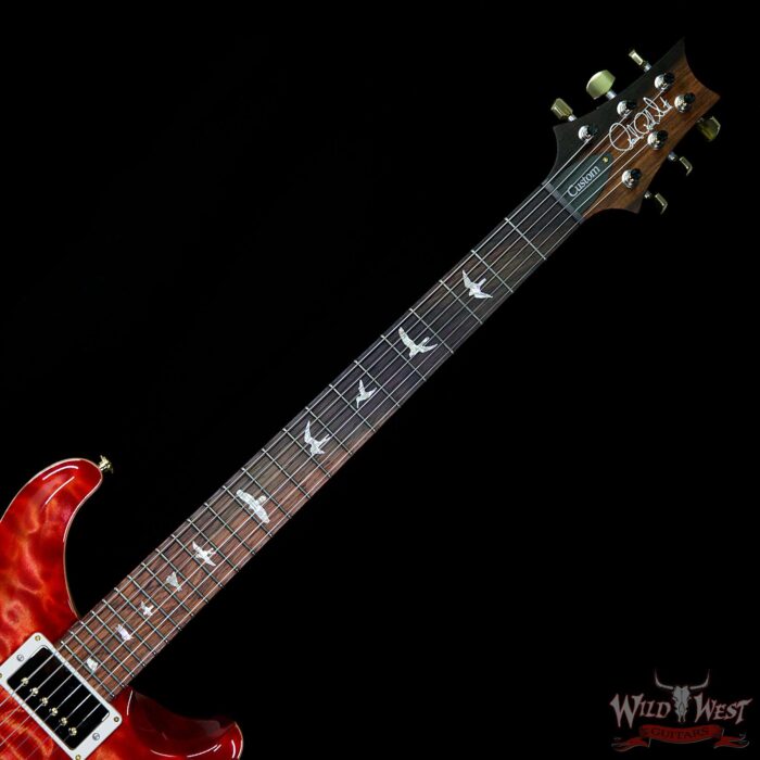 PRS Wood Library Quilt 10 Top Custom 24-08 Flame Mahogany Neck Brazilian Rosewood Fretboard Blood Orange - Image 8