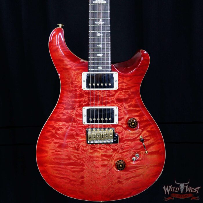 PRS Wood Library Quilted 10 Top Custom 24-08 Flame Mahogany Neck Brazilian Rosewood Fretboard Blood Orange - Image 3