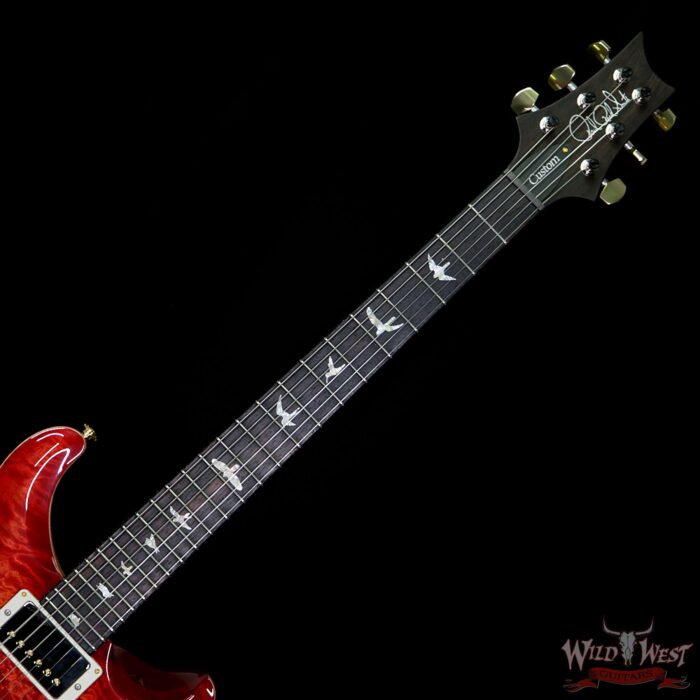 PRS Wood Library Quilted 10 Top Custom 24-08 Flame Mahogany Neck Brazilian Rosewood Fretboard Blood Orange - Image 8