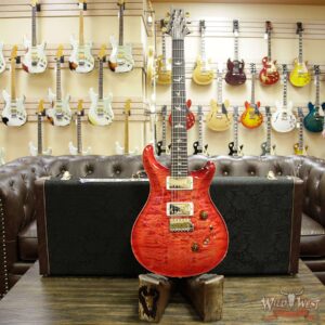 PRS Wood Library Quilted 10 Top Custom 24-08 Flame Mahogany Neck Brazilian Rosewood Fretboard Blood Orange - Image 10