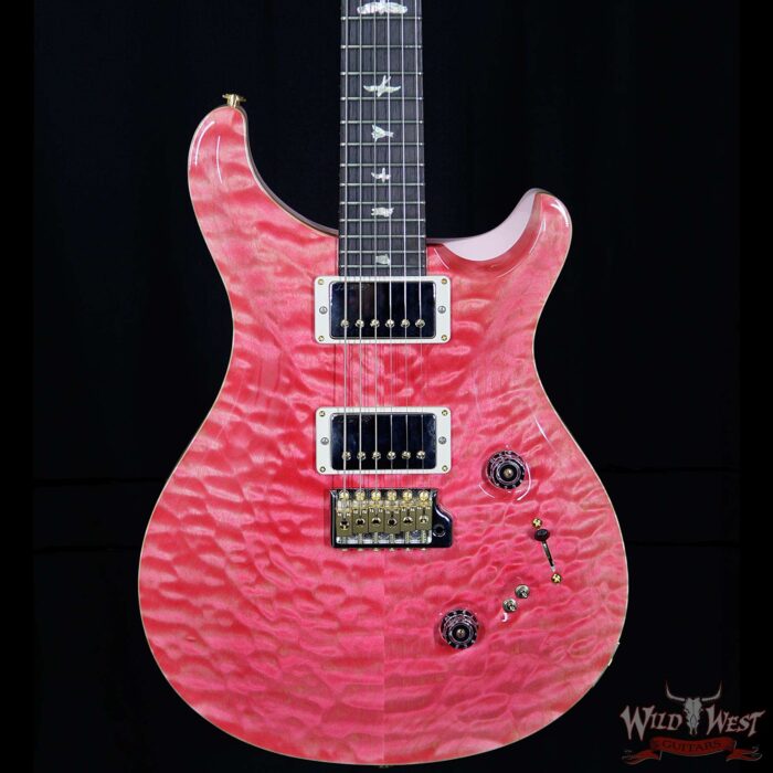 PRS Wood Library Quilted 10 Top Custom 24/08 Flame Maple Neck Brazilian Rosewood Fretboard Bonnie Pink - Image 3