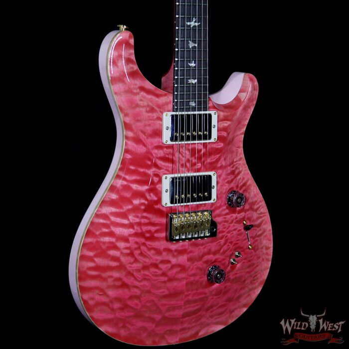 PRS Wood Library Quilted 10 Top Custom 24/08 Flame Maple Neck Brazilian Rosewood Fretboard Bonnie Pink - Image 4