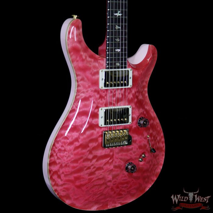 PRS Wood Library 10 Top Custom 24-08 Quilt Top Flame Maple Neck Brazilian Rosewood Board Bonnie Pink - Image 4