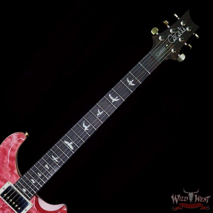 PRS Wood Library 10 Top Custom 24-08 Quilt Top Flame Maple Neck Brazilian Rosewood Board Bonnie Pink - Image 8