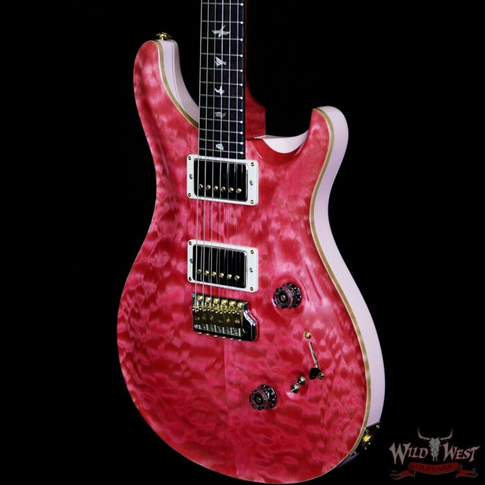 PRS Wood Library 10 Top Custom 24-08 Quilt Top Flame Maple Neck Brazilian Rosewood Board Bonnie Pink - Image 2