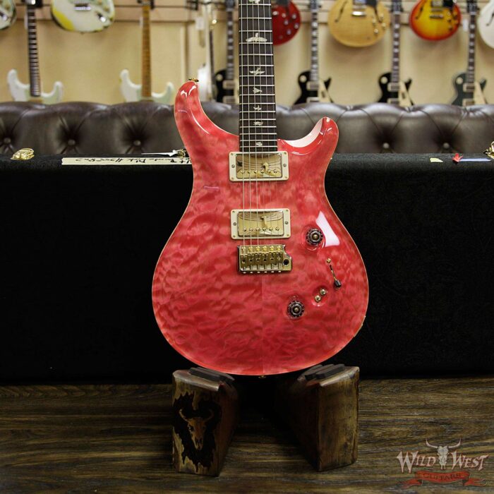 PRS Wood Library 10 Top Custom 24-08 Quilt Top Flame Maple Neck Brazilian Rosewood Board Bonnie Pink - Image 10