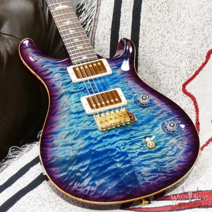 Paul Reed Smith PRS Wood Library 10 Top Quilt Custom 24 Brazilian Rosewood Fingerboard Aquabluex Purple Burst - Image 8