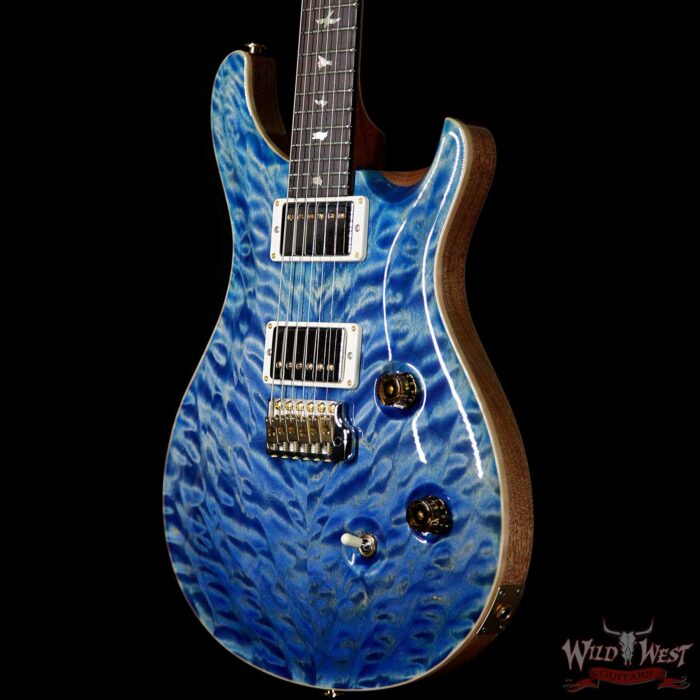 PRS Wood Library 10 Top Custom 24 Quilt Top Brazilian Rosewood Board Faded Blue Jean - Image 2