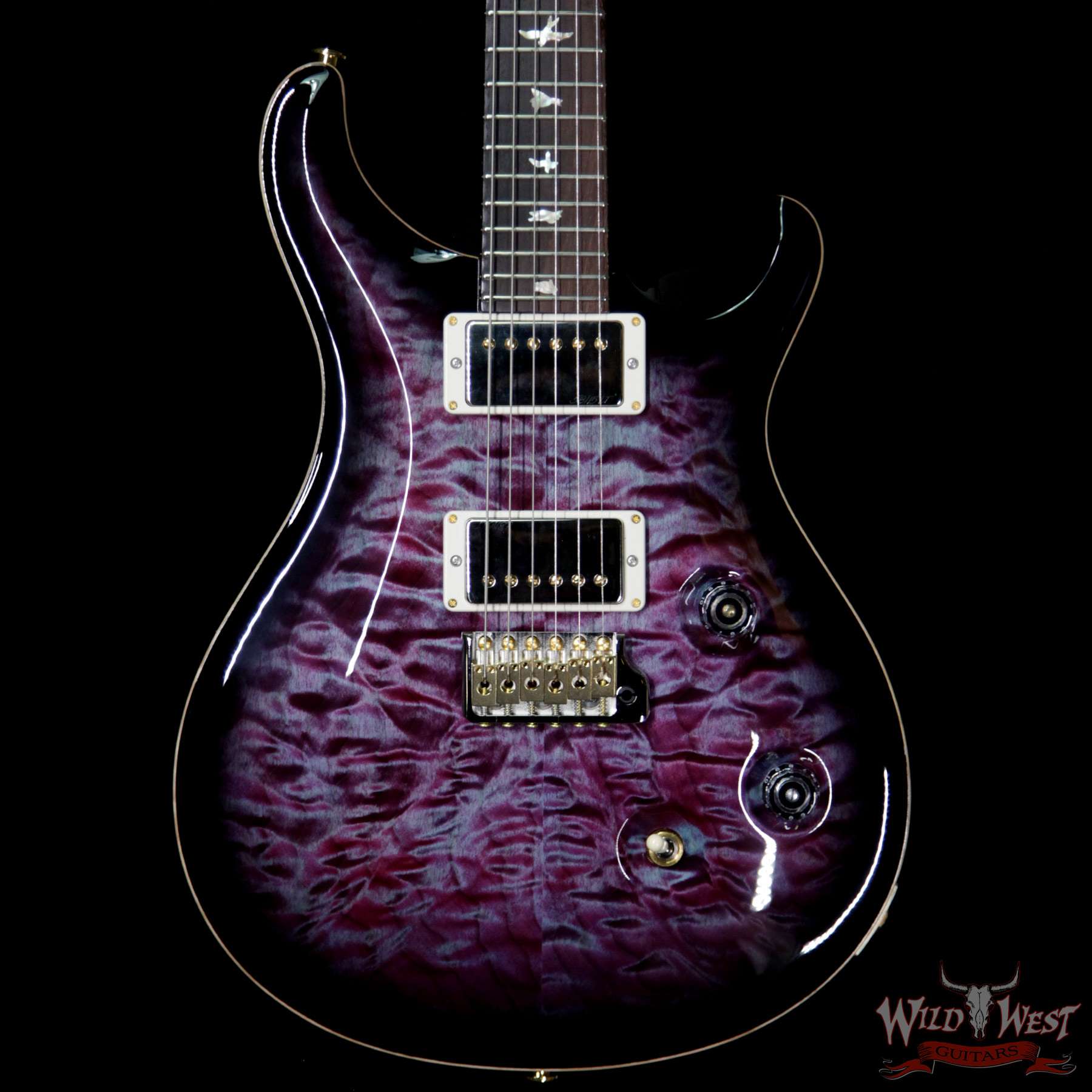 prs-wl-q10-cu24brz-vs-276749-bf__wwg.jpg PRS Wood Library 10 Top Custom 24 Quilt Top Brazilian Rosewood Board Violet Smokeburst - Image 2