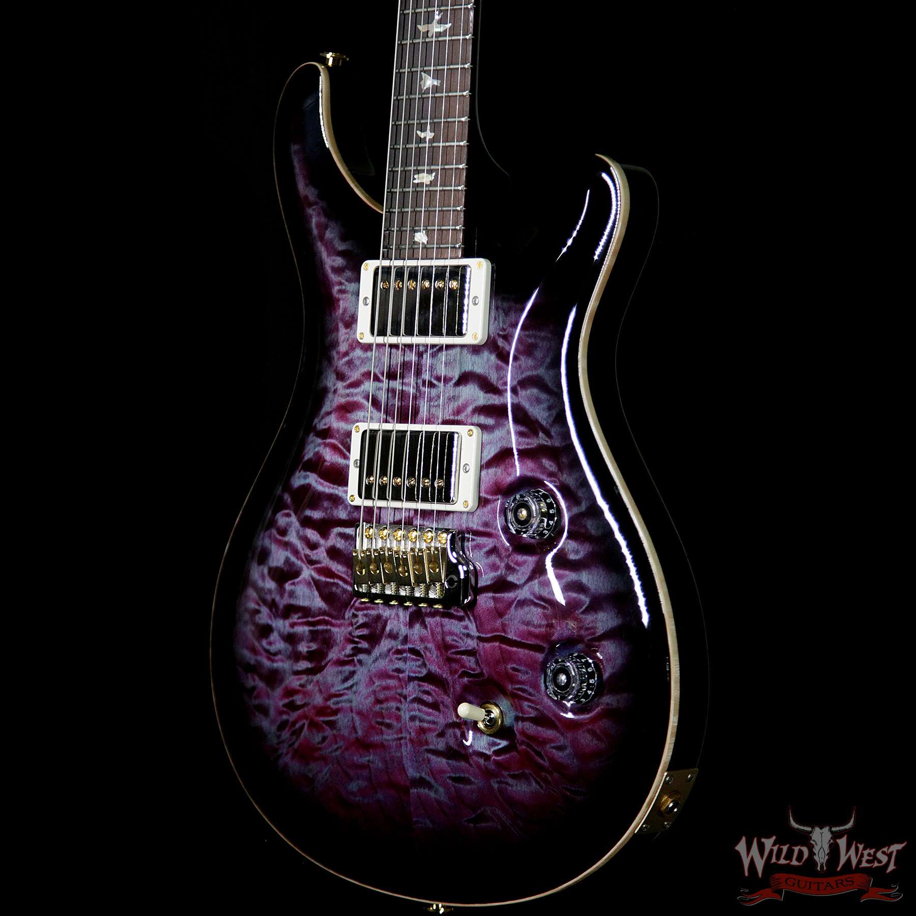 prs-wl-q10-cu24brz-vs-276749-br__wwg.jpg PRS Wood Library 10 Top Custom 24 Quilt Top Brazilian Rosewood Board Violet Smokeburst - Image 3