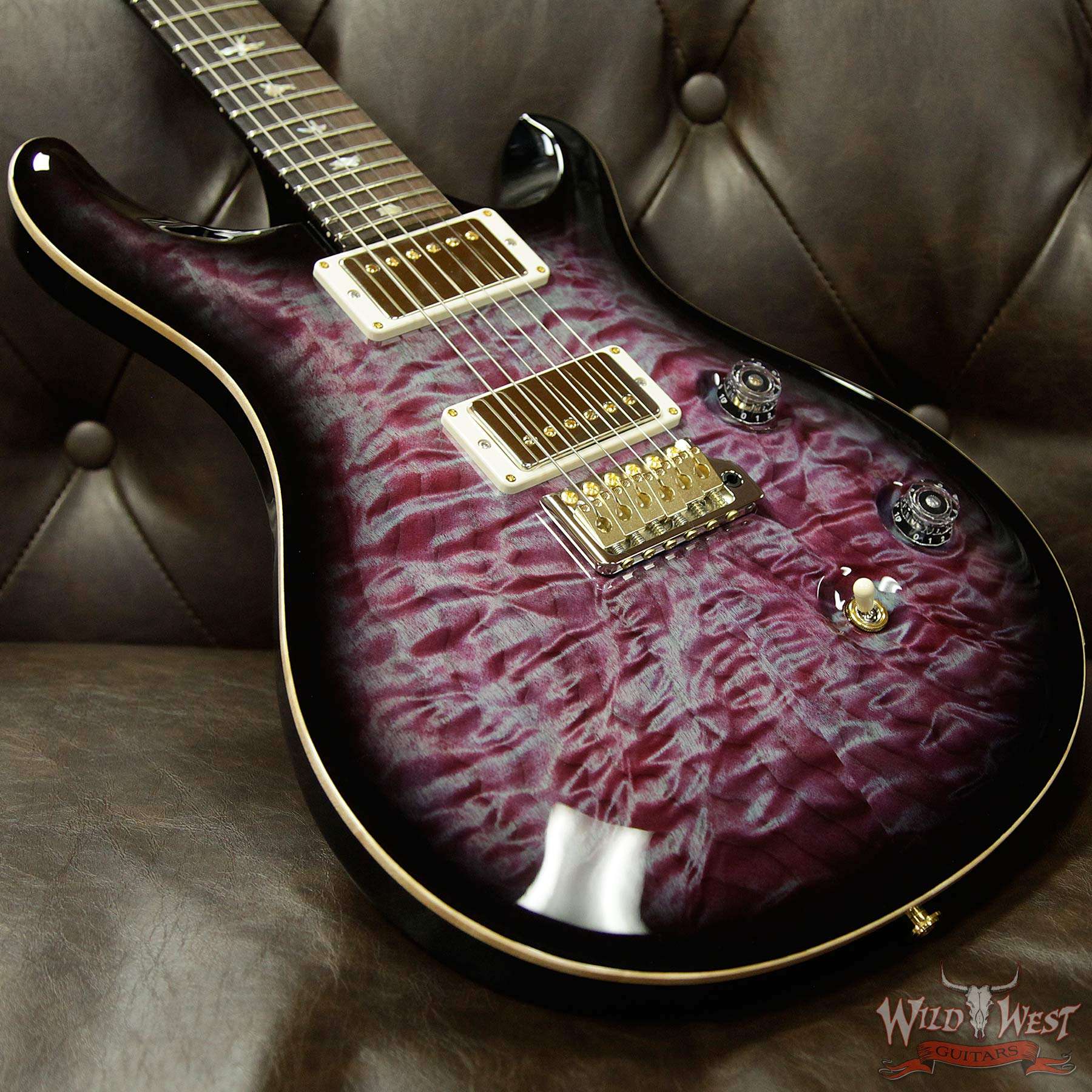 prs-wl-q10-cu24brz-vs-276749-d5__wwg.jpg PRS Wood Library 10 Top Custom 24 Quilt Top Brazilian Rosewood Board Violet Smokeburst - Image 10