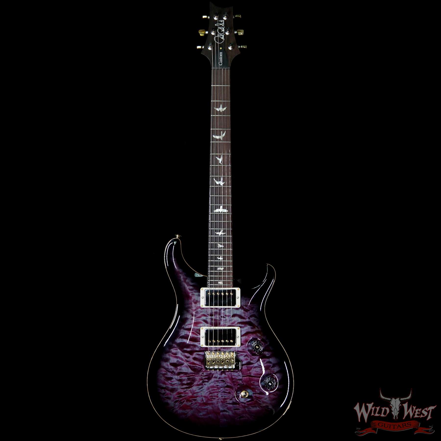 prs-wl-q10-cu24brz-vs-276749-f__wwg.jpg PRS Wood Library 10 Top Custom 24 Quilt Top Brazilian Rosewood Board Violet Smokeburst - Image 4