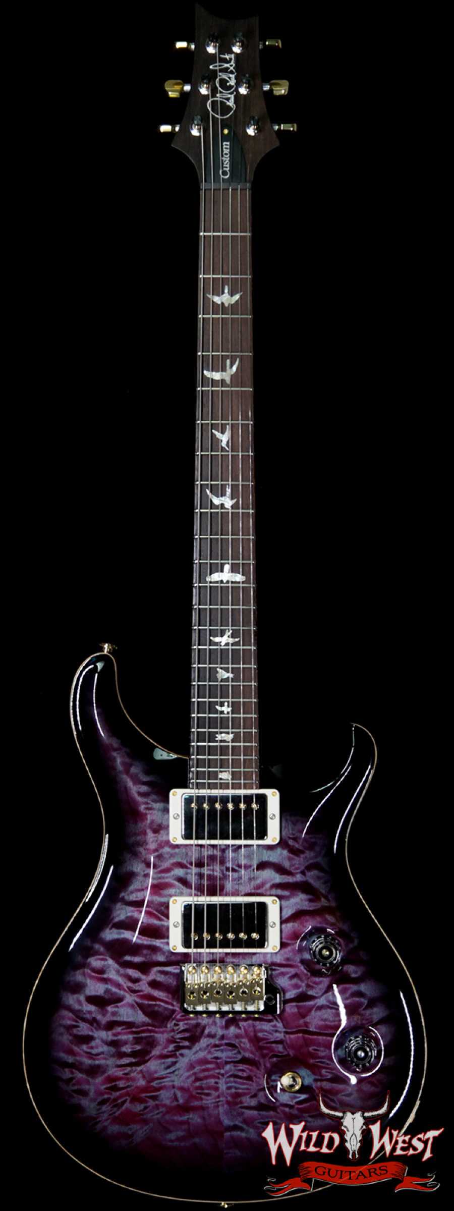 prs-wl-q10-cu24brz-vs-276749-main__wwg_large.jpg PRS Wood Library 10 Top Custom 24 Quilt Top Brazilian Rosewood Board Violet Smokeburst - Image 1