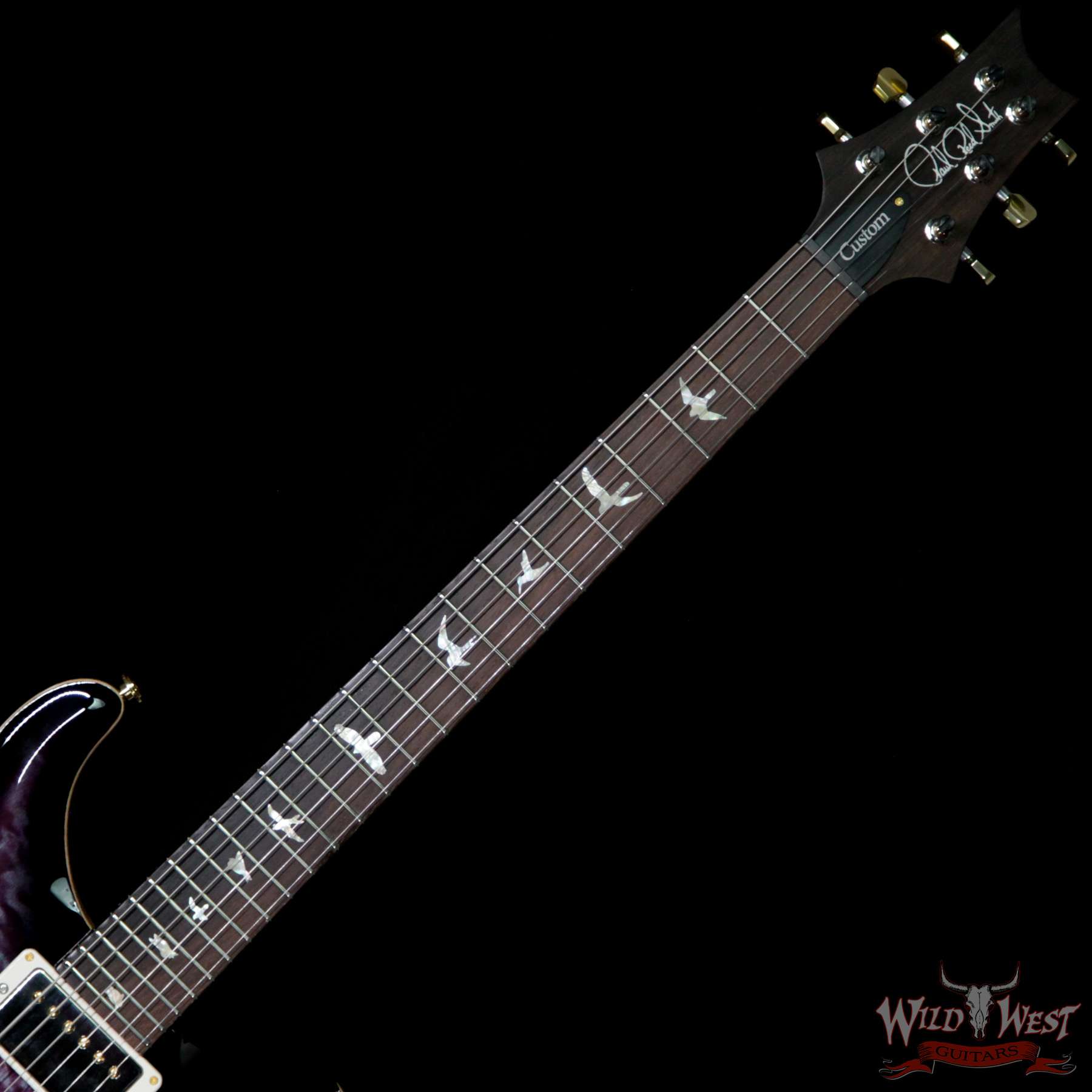 prs-wl-q10-cu24brz-vs-276749-nf__wwg.jpg PRS Wood Library 10 Top Custom 24 Quilt Top Brazilian Rosewood Board Violet Smokeburst - Image 6