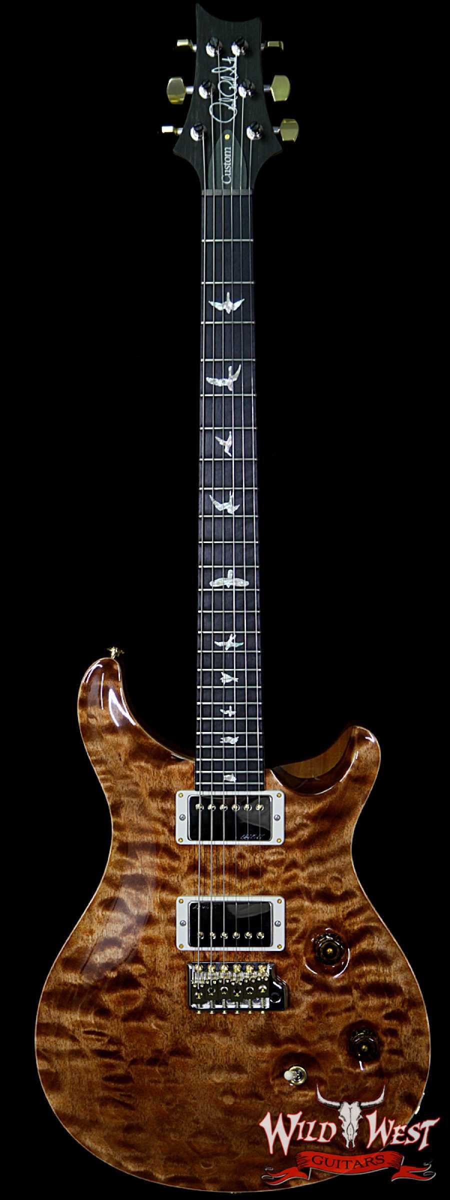 prs-wl-q10-cu24fatback-ebnoy-copperhead-253290-main__wwg_large.jpg PRS Wood Library 10 Top Custom 24 Fatback Quilt Top Birdseye Neck Ebony Board Copperhead - Image 1