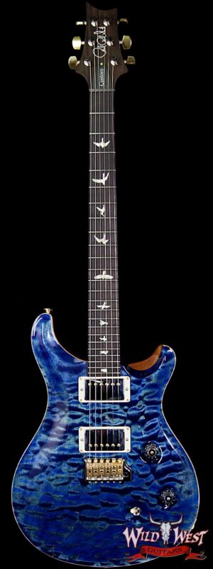 PRS Wood Library 10 Top Custom 24 Fatback Quilt Top Birdseye Neck Brazilian Rosewood Board River Blue
