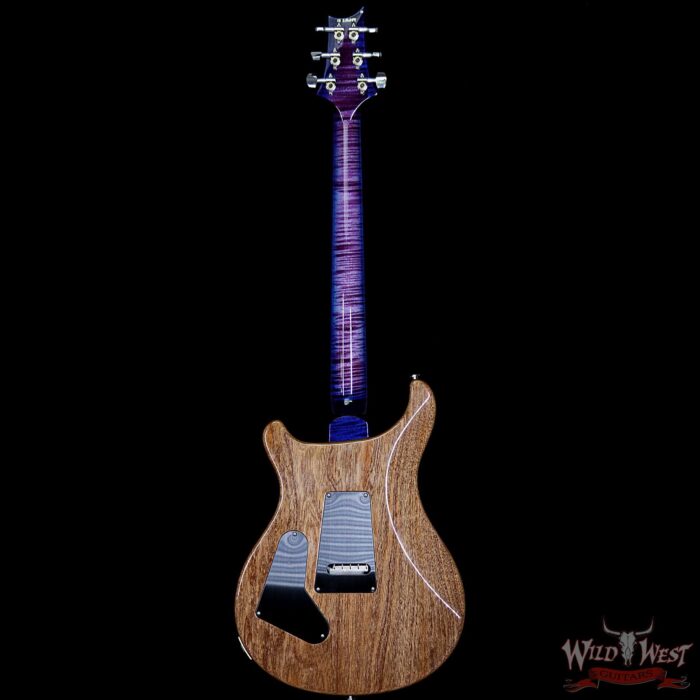 PRS Wood Library 10 Top Custom 24 Floyd Rose Quilt Top Flame Neck Ebony Board Violet Blue Burst - Image 6