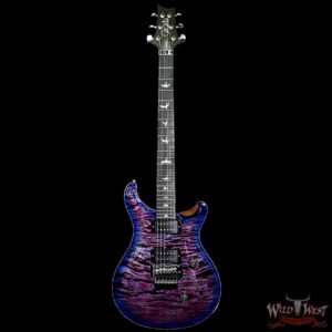 PRS Wood Library 10 Top Custom 24 Floyd Rose Quilt Top Flame Neck Ebony Board Violet Blue Burst - Image 5